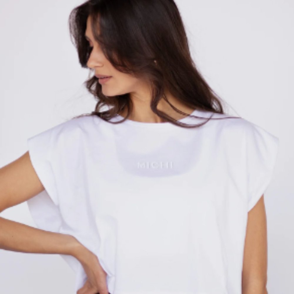 MICHI Aura White Crop Top - Size M